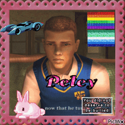 A Picture Of A Boy Named Peley With A Pink Frame GIF