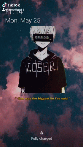 A Picture Of A Boy Wearing A Loser Hoodie GIF