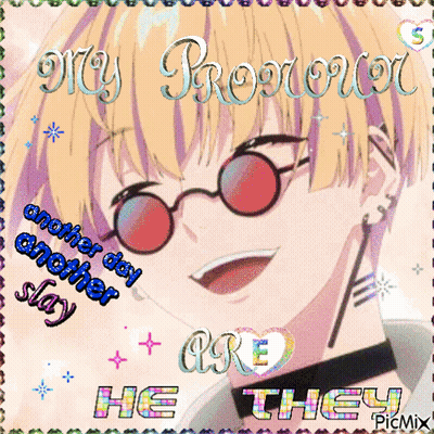A Picture Of A Boy Wearing Sunglasses With The Words " My Providence " On It GIF