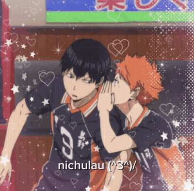 A Picture Of A Boy Whispering Into Another Boy 'S Ear With Nichulau Written Below It GIF