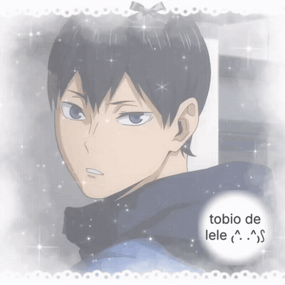 A Picture Of A Boy With A Bow In His Hair And The Words Tobio De Lele GIF