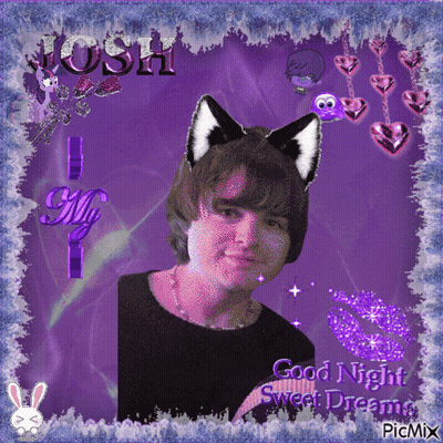 A Picture Of A Boy With Cat Ears And The Words Good Night Sweet Dreams On The Bottom GIF