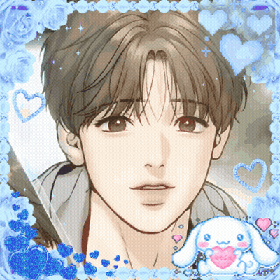 A Picture Of A Boy With Hearts Around Him And A Cinnamon Bunny GIF