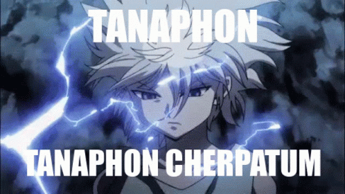 A Picture Of A Boy With Lightning Behind Him And The Words Tanaphon Tanaphon Cherpatum GIF