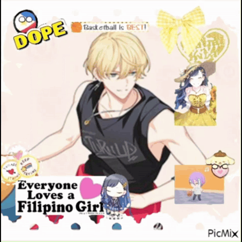 A Picture Of A Boy With The Words Everyone Loves A Filipino Girl On It GIF