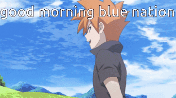 Boy With Good Morning Blue Nation Text GIF