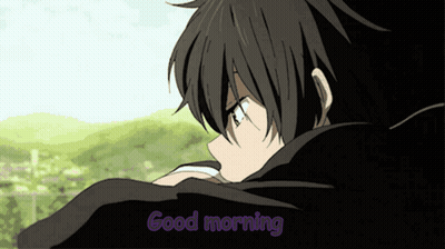 A Picture Of A Boy With The Words " Good Morning " On It GIF