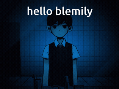 A Picture Of A Boy With The Words Hello Blemily Written Above Him GIF