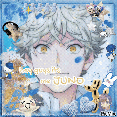 A Picture Of A Boy With The Words Hey Guys Its Me Juno On It GIF