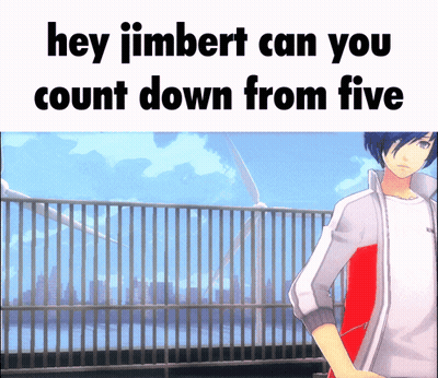 A Picture Of A Boy With The Words Hey Jimbert Can You Count Down From Five Above Him GIF