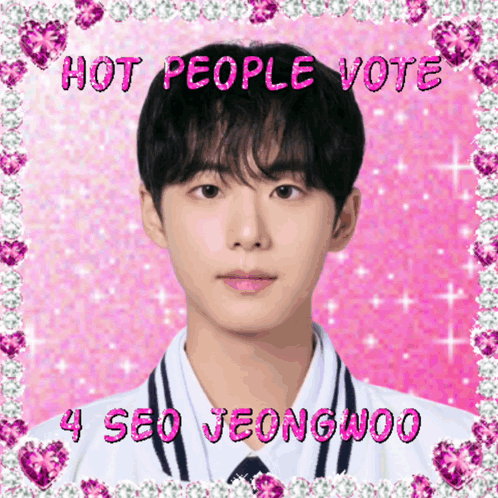 A Picture Of A Boy With The Words Hot People Vote 4 Seo Jeongwoo On The Bottom GIF