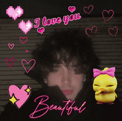A Picture Of A Boy With The Words " I Love You Beautiful " GIF
