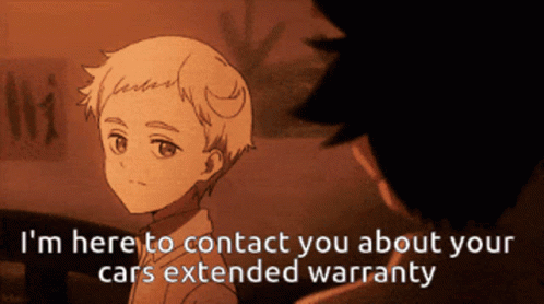 A Picture Of A Boy With The Words I 'M Here To Contact You About Your Cars Extended Warranty Below Him GIF