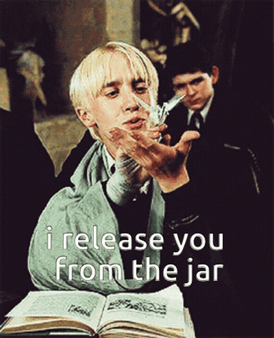A Picture Of A Boy With The Words I Release You From The Jar On The Bottom GIF