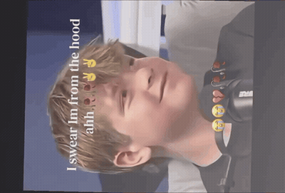 A Picture Of A Boy With The Words " I Swear I 'M From The Hood " On The Bottom GIF