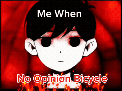 A Picture Of A Boy With The Words Me When No Opinion Bicycle GIF