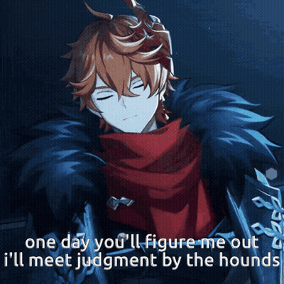 A Picture Of A Boy With The Words One Day You 'Ll Figure Me Out I 'Ll Meet Judgment By The Hound GIF
