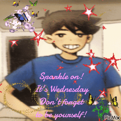 A Picture Of A Boy With The Words Sparkle On It 'S Wednesday Don T Forget To Be Yourself GIF