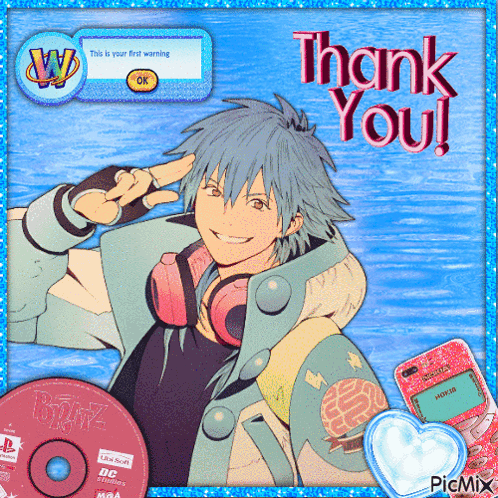 A Picture Of A Boy With The Words Thank You Written On It GIF