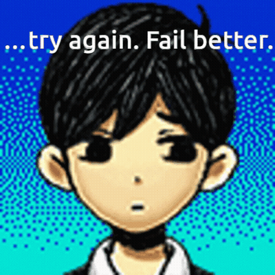A Picture Of A Boy With The Words " Try Again Fail Better " Written Above Him GIF