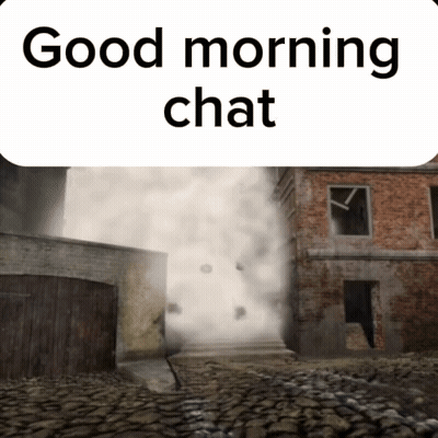 A Picture Of A Brick Building With Smoke Coming Out Of It Says Good Morning Chat GIF