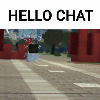 A Picture Of A Brick Walkway With The Words Hello Chat Above It GIF