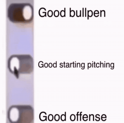 A Picture Of A Bullpen , Good Starting Pitching , And Good Offense GIF
