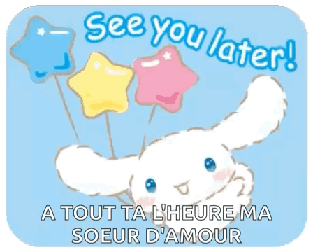 A Picture Of A Bunny With Balloons And The Words See You Later GIF