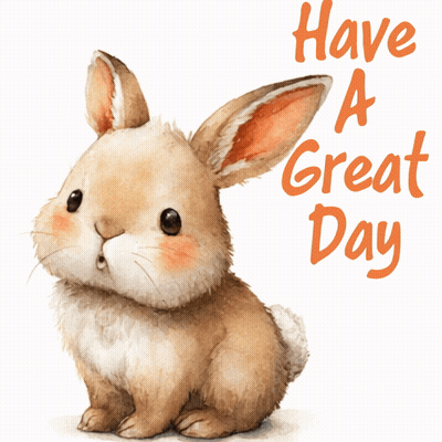 A Picture Of A Bunny With The Words Have A Great Day Above It GIF