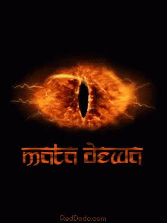 A Picture Of A Burning Eye With The Words Mata Dewa On It GIF