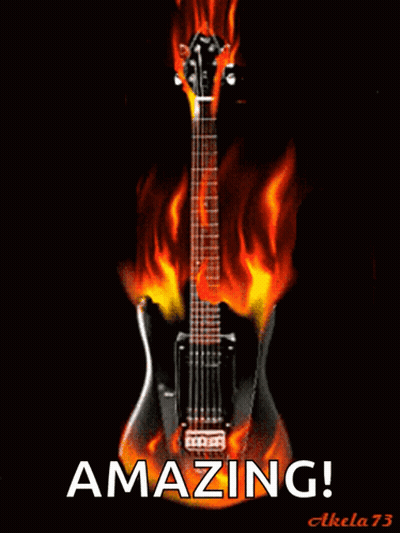 A Picture Of A Burning Guitar With The Words Amazing Written Below It GIF