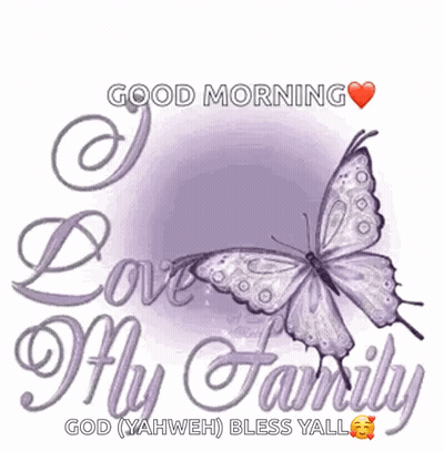 A Picture Of A Butterfly With The Words Good Morning Love My Family On It GIF