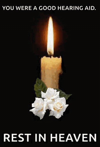 A Picture Of A Candle And Roses With The Words Rest In Heaven GIF