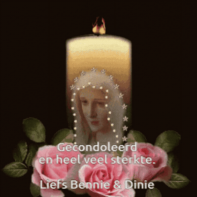 A Picture Of A Candle With A Picture Of A Woman And The Words Gecondoleerd En Heel Veel Sterkte GIF