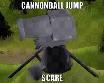 A Picture Of A Cannonball Jump That Says Scare On It GIF