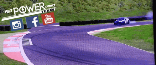 A Picture Of A Car On A Track With The Words " F50 Power Drift Team " On Top GIF