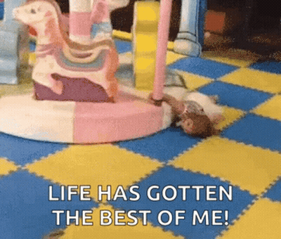 A Picture Of A Carousel With The Words Life Has Gotten The Best Of Me On It GIF
