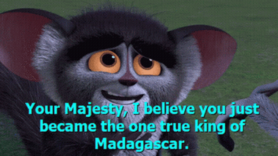 A Picture Of A Cartoon Animal With A Caption That Says Your Majesty GIF