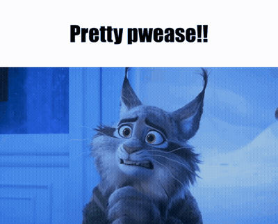 A Picture Of A Cartoon Cat With The Words Pretty Pwease Written Above It GIF
