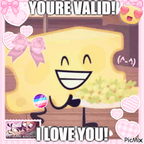 A Picture Of A Cartoon Character Saying You 'Re Valid I Love You GIF