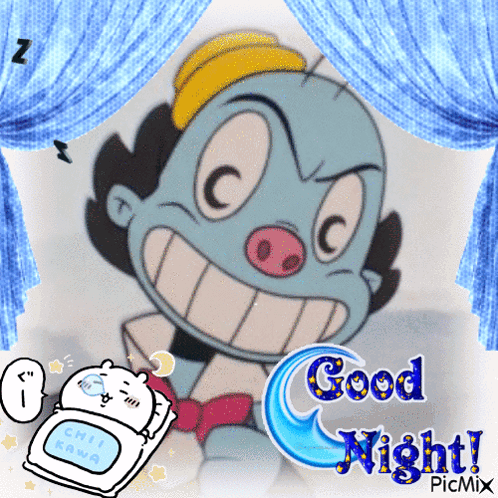 A Picture Of A Cartoon Character Says Good Night Picmix GIF