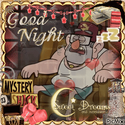 A Picture Of A Cartoon Character Says Good Night Sweet Dreams GIF