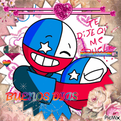 A Picture Of A Cartoon Character That Says Buenos Dias On It GIF