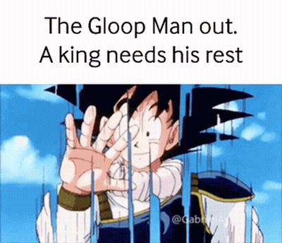 A Picture Of A Cartoon Character That Says The Gloop Man Out GIF