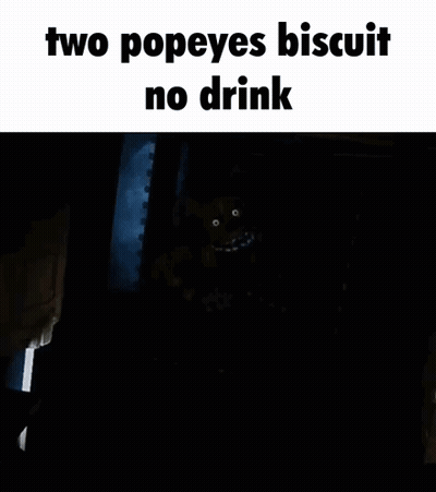 A Picture Of A Cartoon Character That Says `` Two Popeye 'S Biscuit No Drink '' . GIF