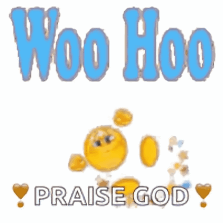 A Picture Of A Cartoon Character That Says Woo Hoo Praise God GIF