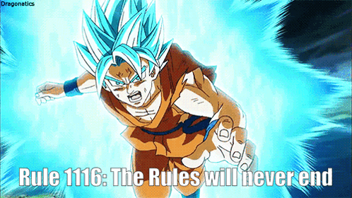 A Picture Of A Cartoon Character With Blue Hair And The Words Rule 1116 The Rules Will Never End GIF