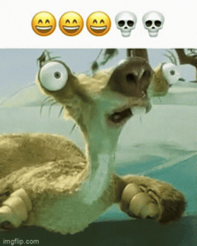 A Picture Of A Cartoon Character With Skulls Behind It GIF