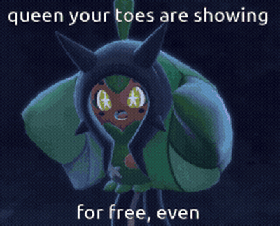 A Picture Of A Cartoon Character With The Caption Queen Your Toes Are Showing For Free Even GIF