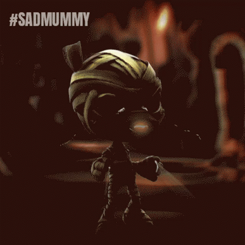 A Picture Of A Cartoon Character With The Hashtag #Sadmummy GIF